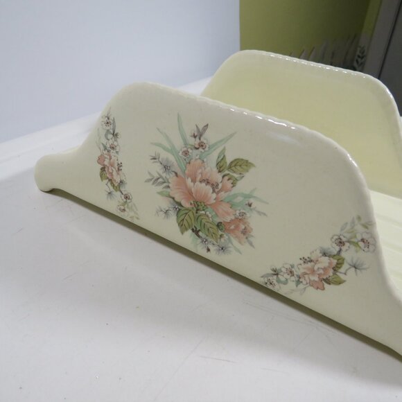 Vintage VB Athena Tray Soap dish Porcelain 50s 8" x 5" Floral OR hot glue stand - Picture 3 of 8